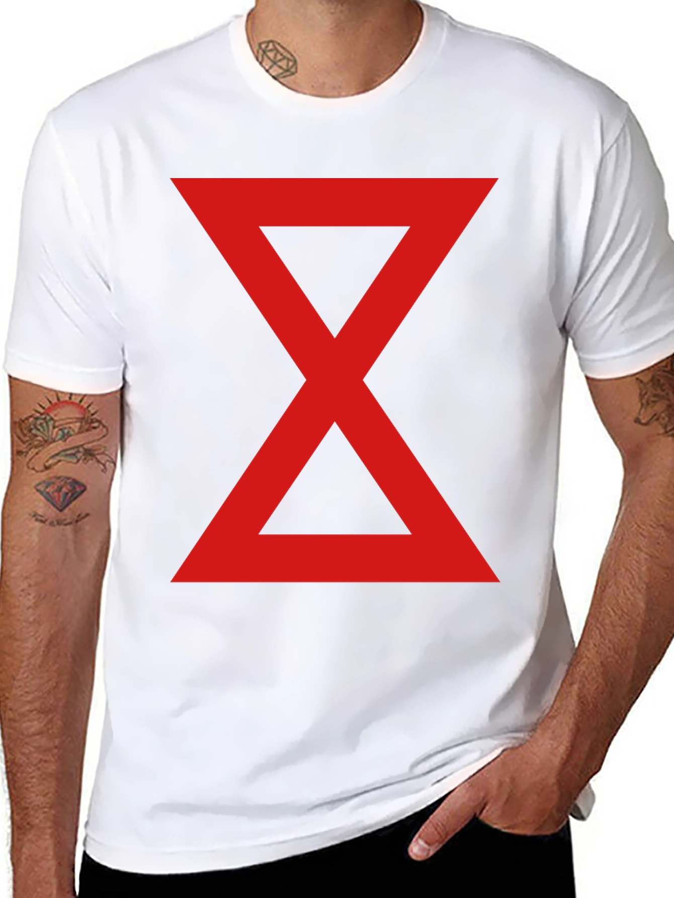 Red Hourglass Graphic Print Black T-Shirt