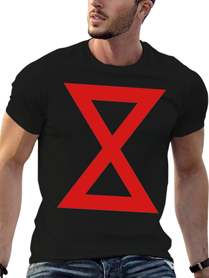 Red Hourglass Graphic Print Black T-Shirt