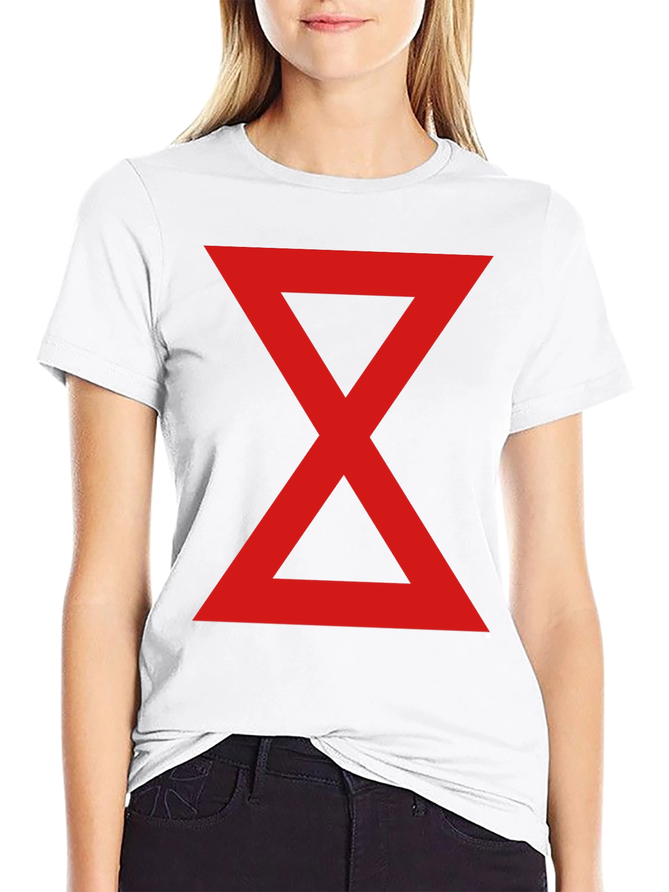Red Hourglass Graphic Print Black T-Shirt
