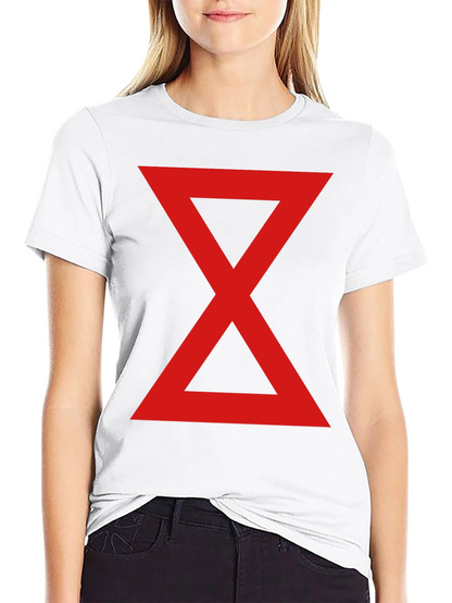 Red Hourglass Graphic Print Black T-Shirt