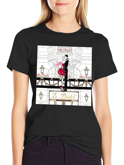 Parisian Romance Graphic Tee - Black