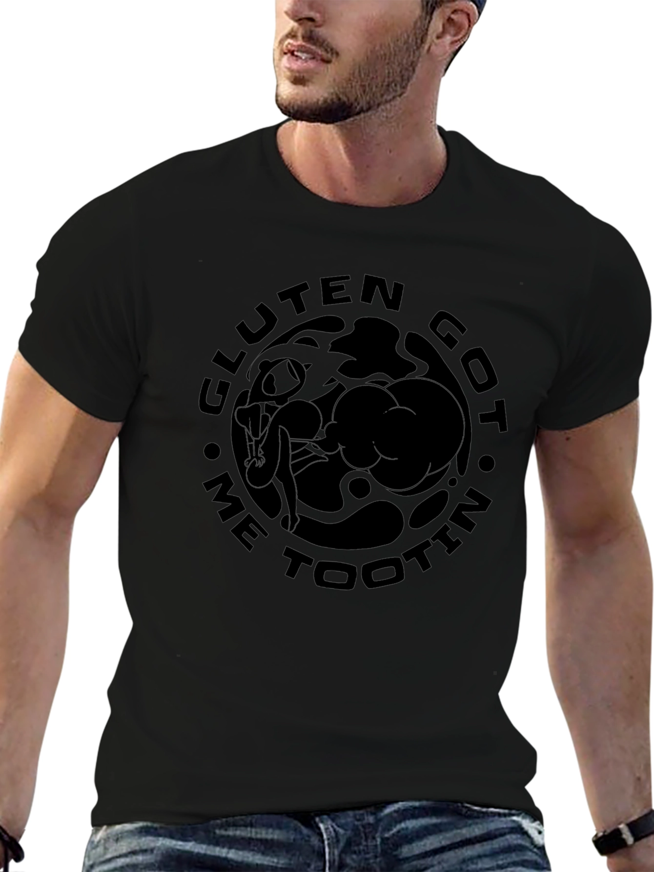 Gluten Got Me Tootin Black T-Shirt