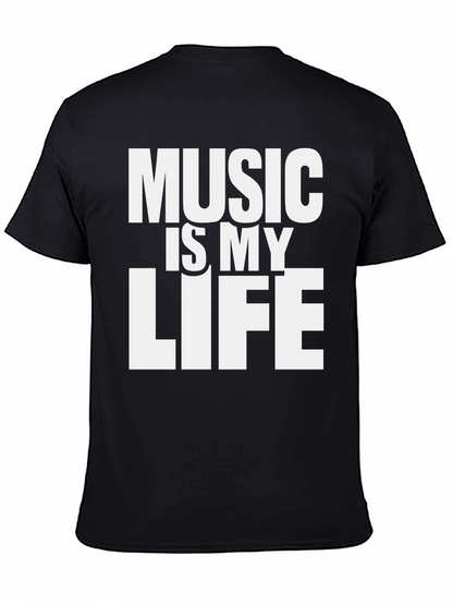 Music is My Life Graphic T-Shirt - Black