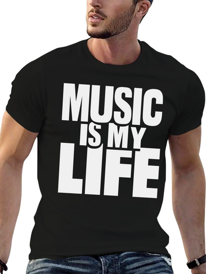 Music is My Life Graphic T-Shirt - Black