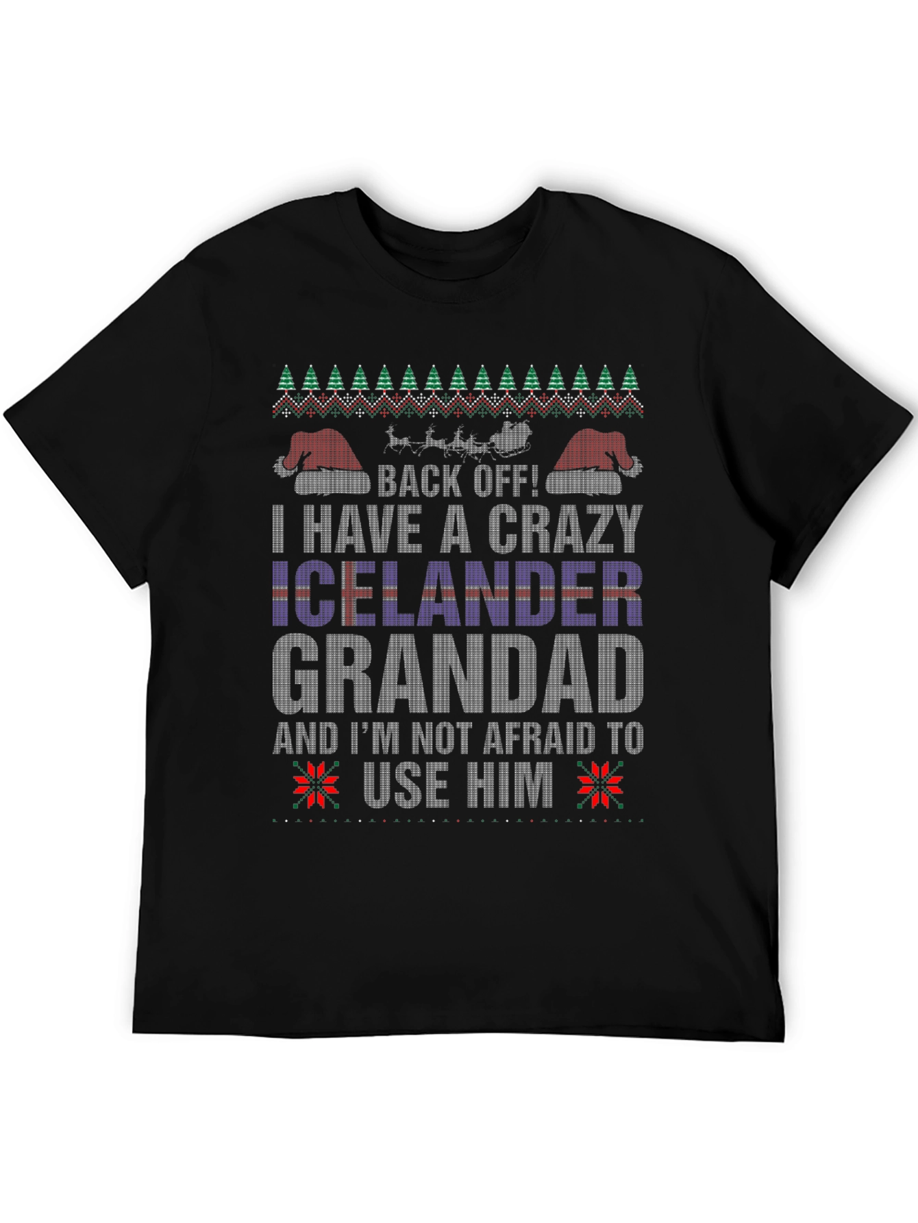 Crazy Icelander Grandad Christmas T-Shirt