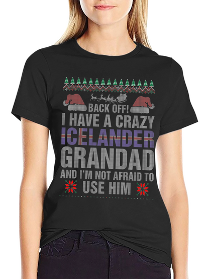 Crazy Icelander Grandad Christmas T-Shirt