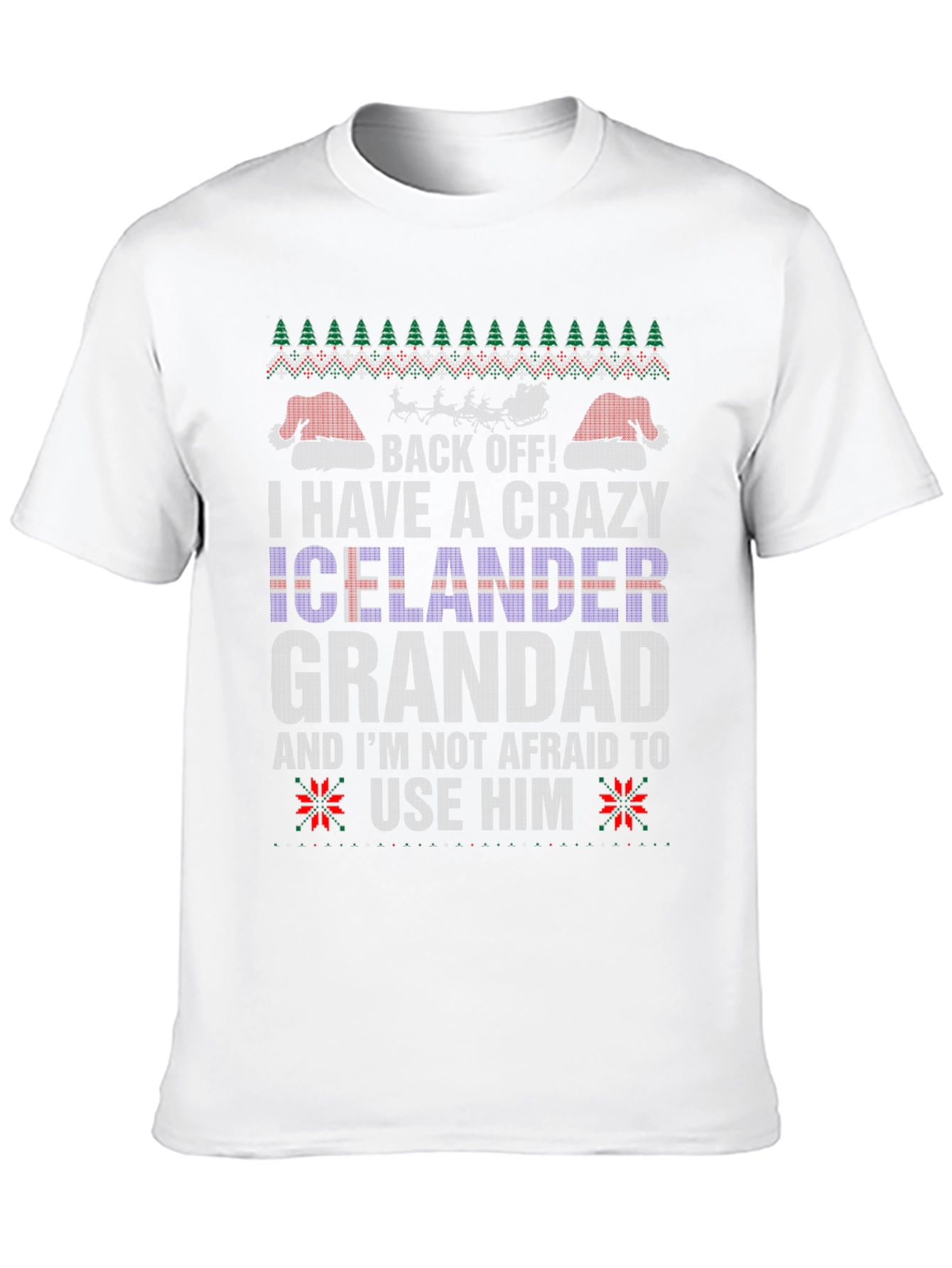 Crazy Icelander Grandad Christmas T-Shirt