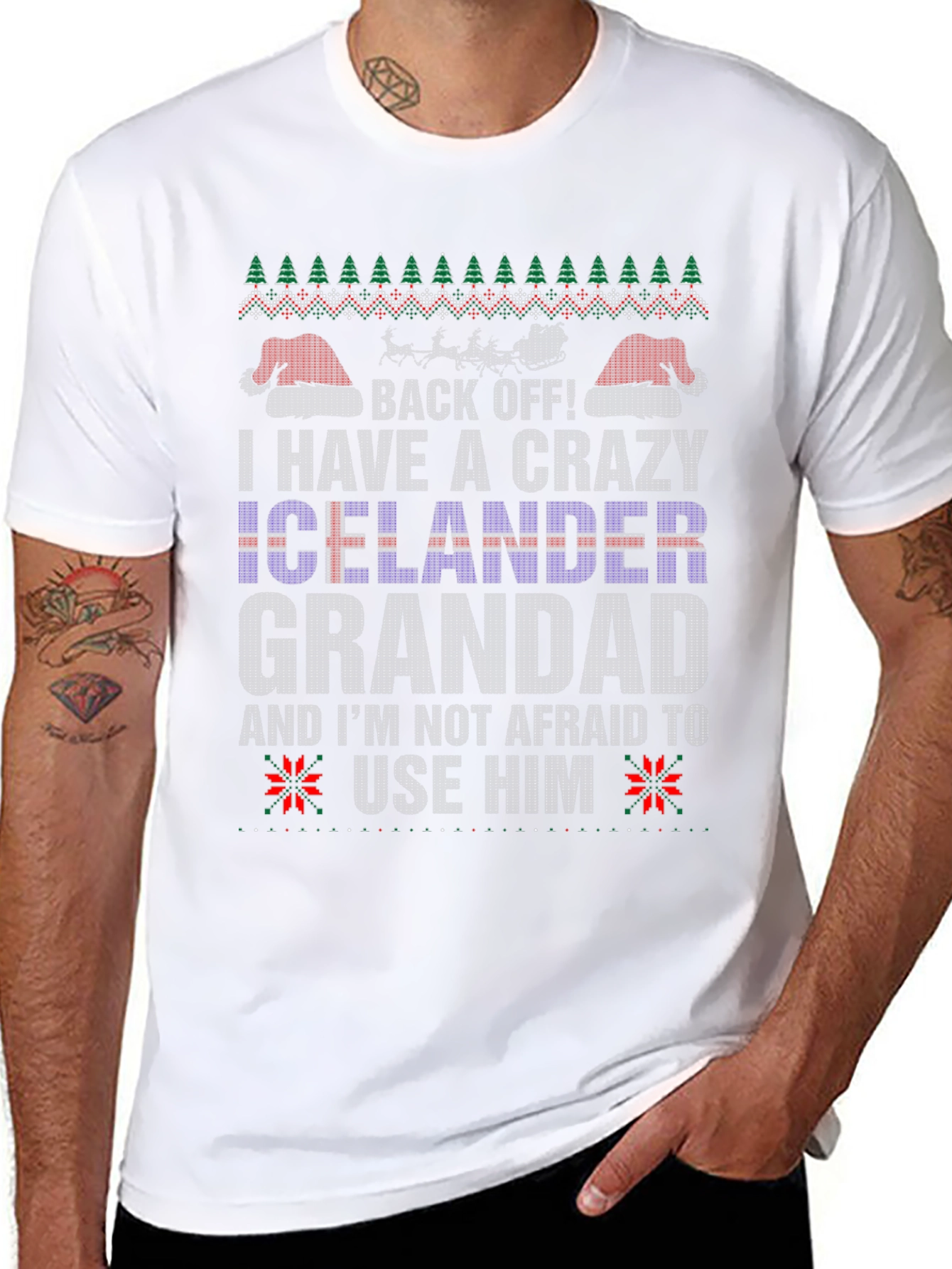 Crazy Icelander Grandad Christmas T-Shirt