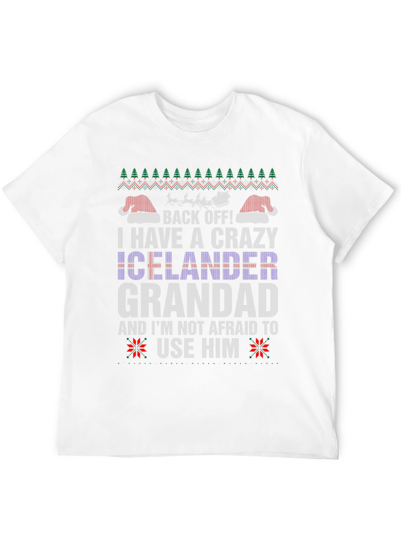 Crazy Icelander Grandad Christmas T-Shirt