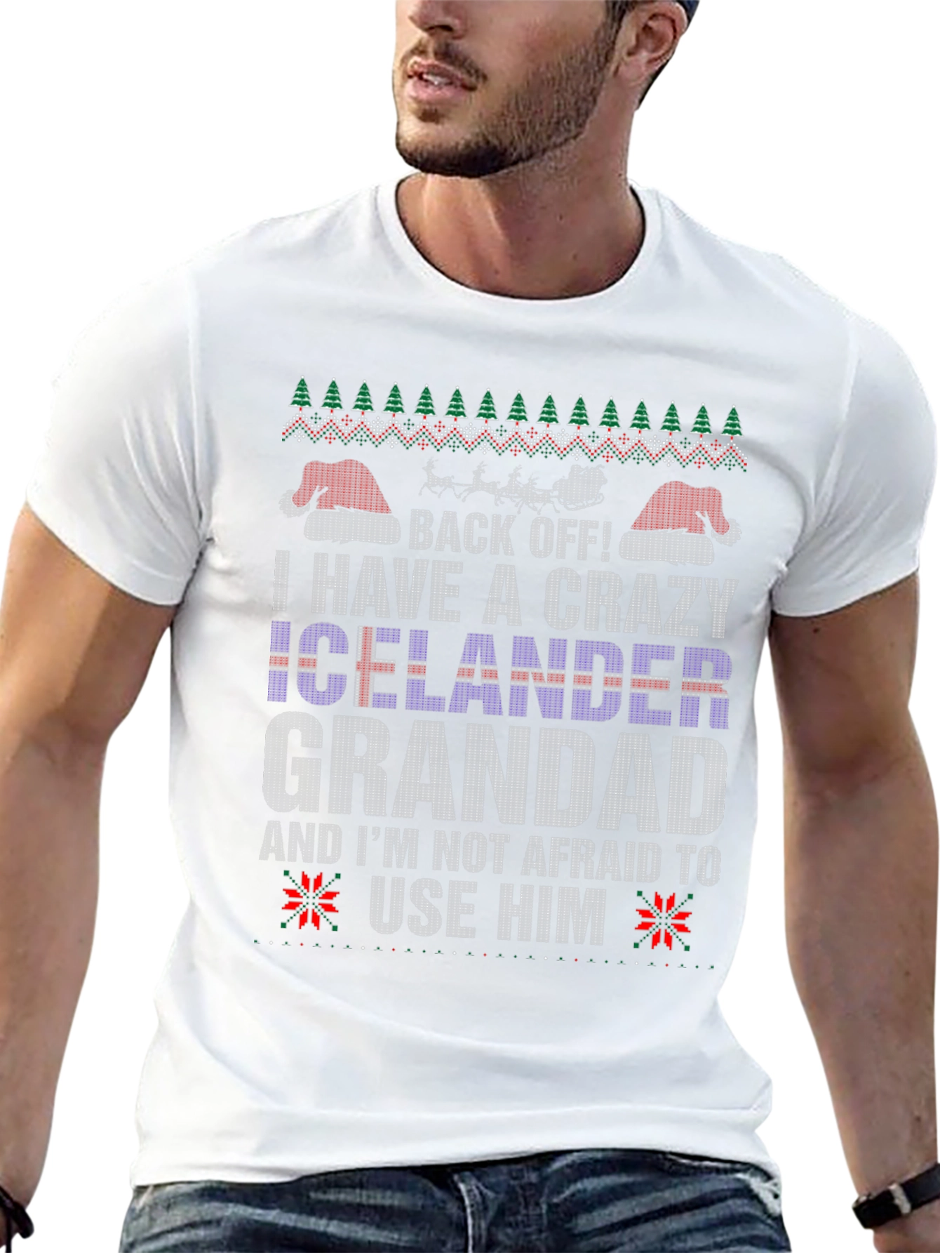 Crazy Icelander Grandad Christmas T-Shirt