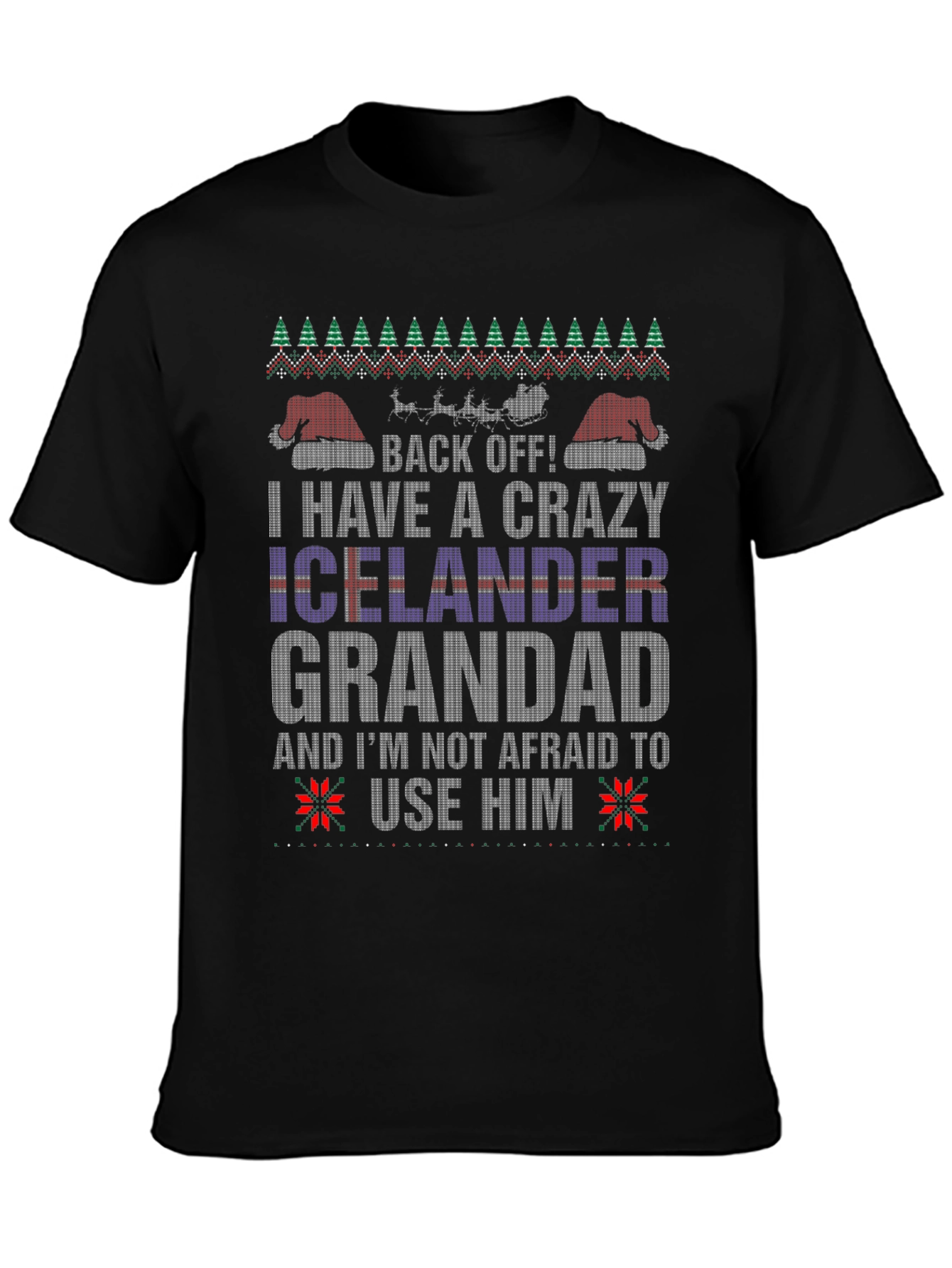 Crazy Icelander Grandad Christmas T-Shirt