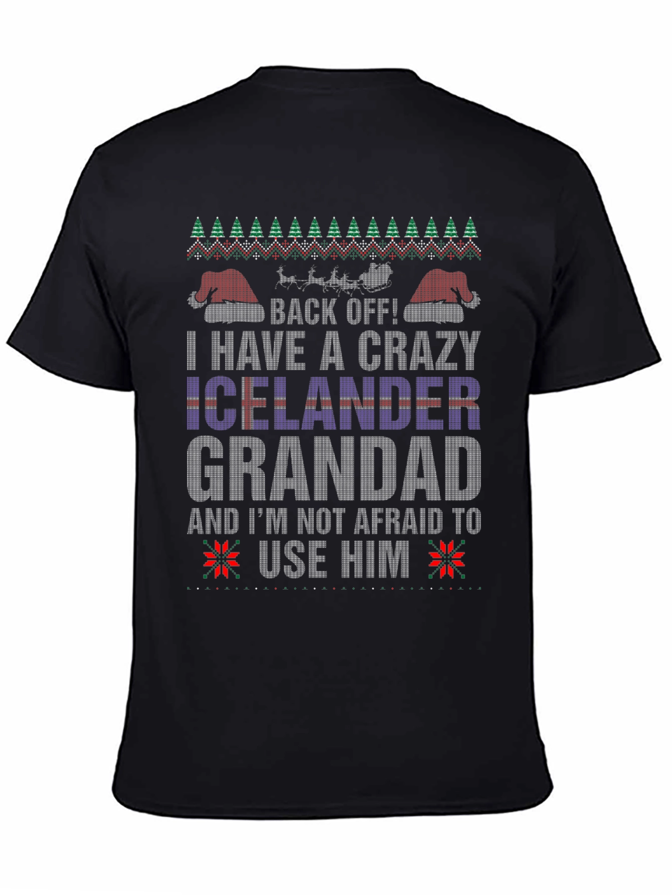 Crazy Icelander Grandad Christmas T-Shirt