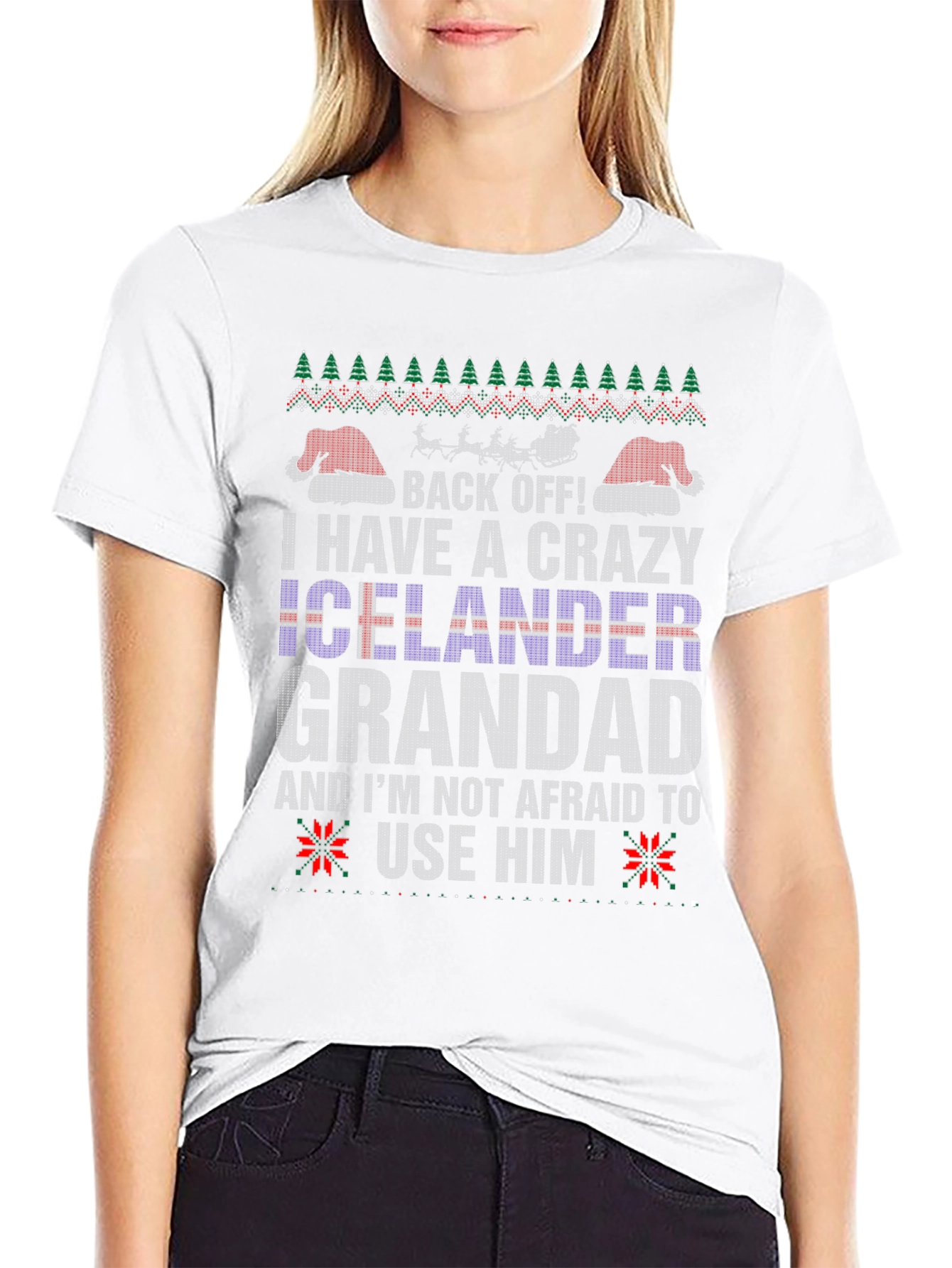 Crazy Icelander Grandad Christmas T-Shirt