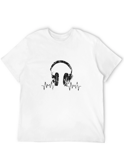 Headphones Graphic Tee - Music Lover Shirt