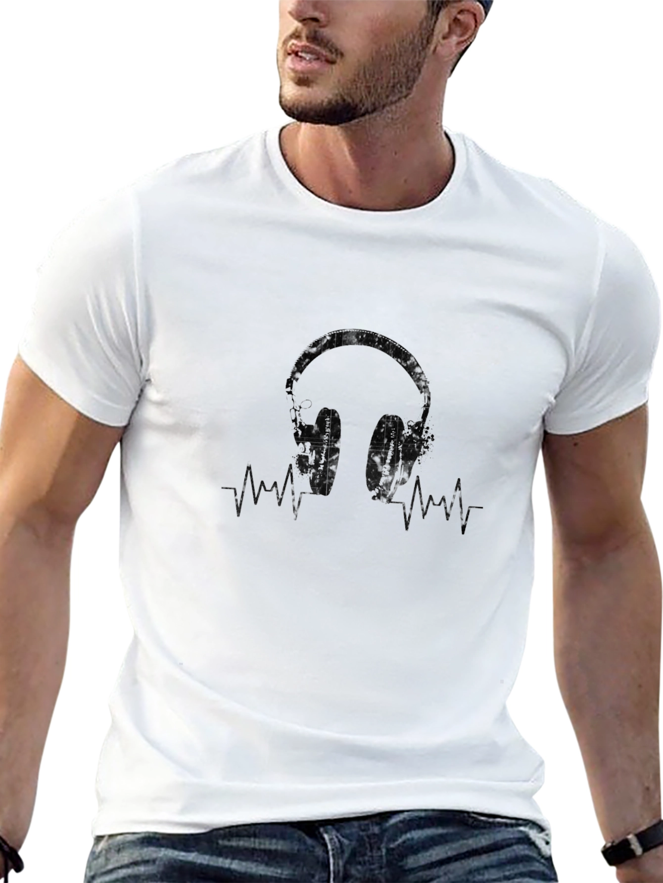 Headphones Graphic Tee - Music Lover Shirt