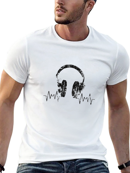Headphones Graphic Tee - Music Lover Shirt