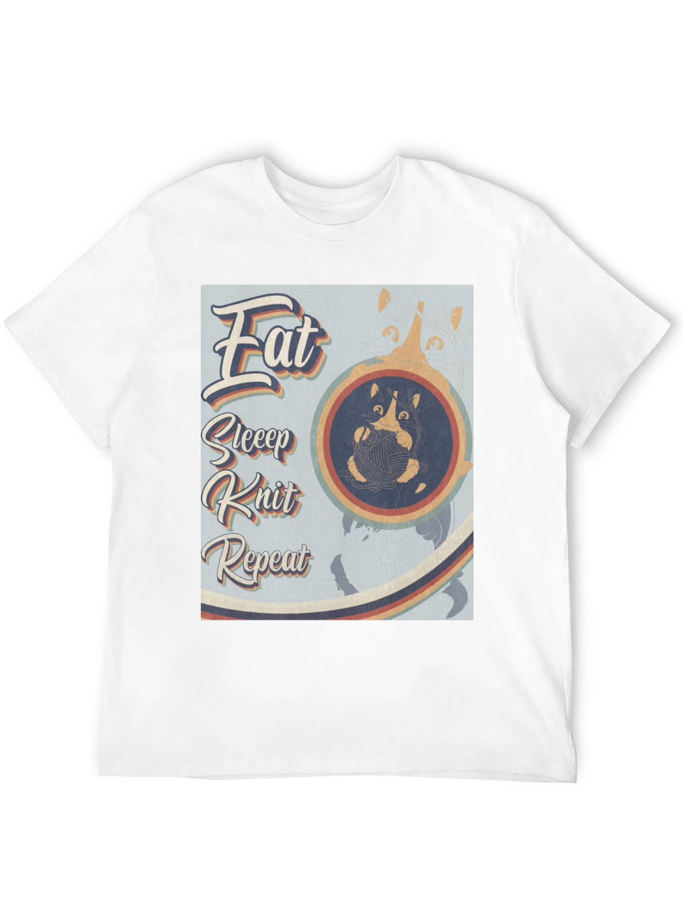 Eat Sleep Knit Repeat T-Shirt - Cat Lover Tee