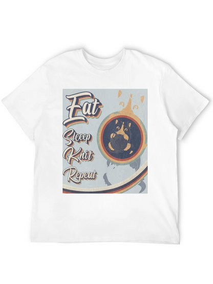 Eat Sleep Knit Repeat T-Shirt - Cat Lover Tee
