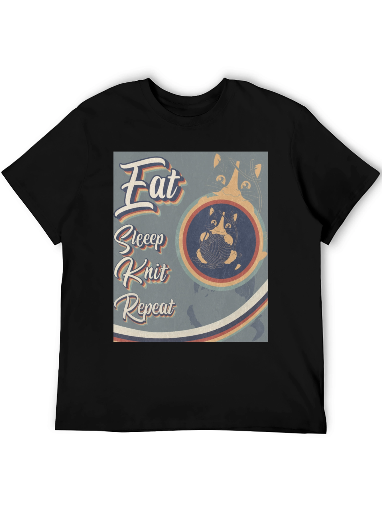 Eat Sleep Knit Repeat T-Shirt - Cat Lover Tee