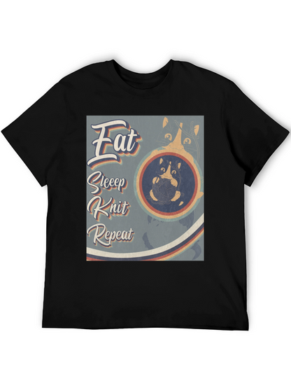Eat Sleep Knit Repeat T-Shirt - Cat Lover Tee
