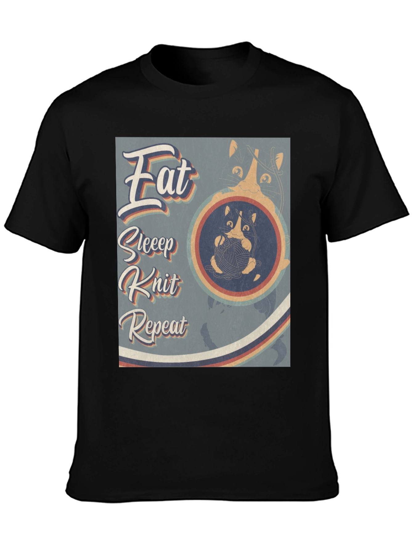 Eat Sleep Knit Repeat T-Shirt - Cat Lover Tee