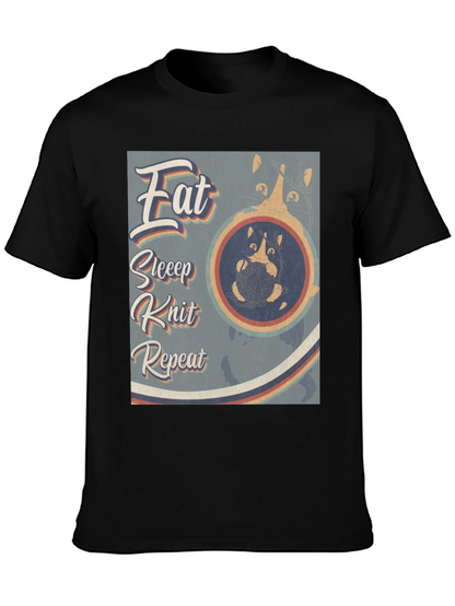Eat Sleep Knit Repeat T-Shirt - Cat Lover Tee