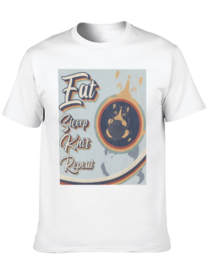 Eat Sleep Knit Repeat T-Shirt - Cat Lover Tee
