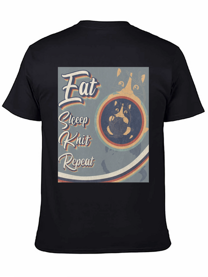 Eat Sleep Knit Repeat T-Shirt - Cat Lover Tee