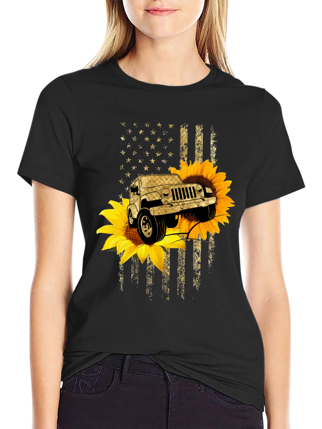 Sunflower Jeep Graphic T-Shirt