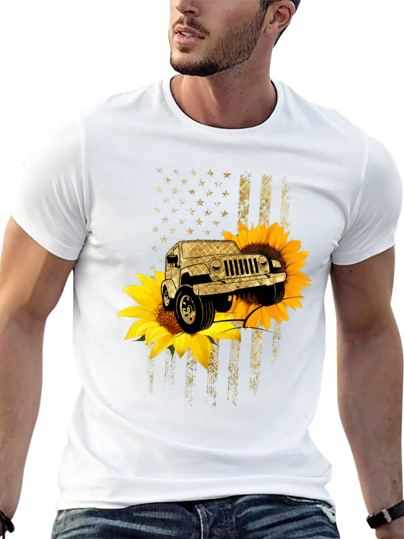 Sunflower Jeep Graphic T-Shirt