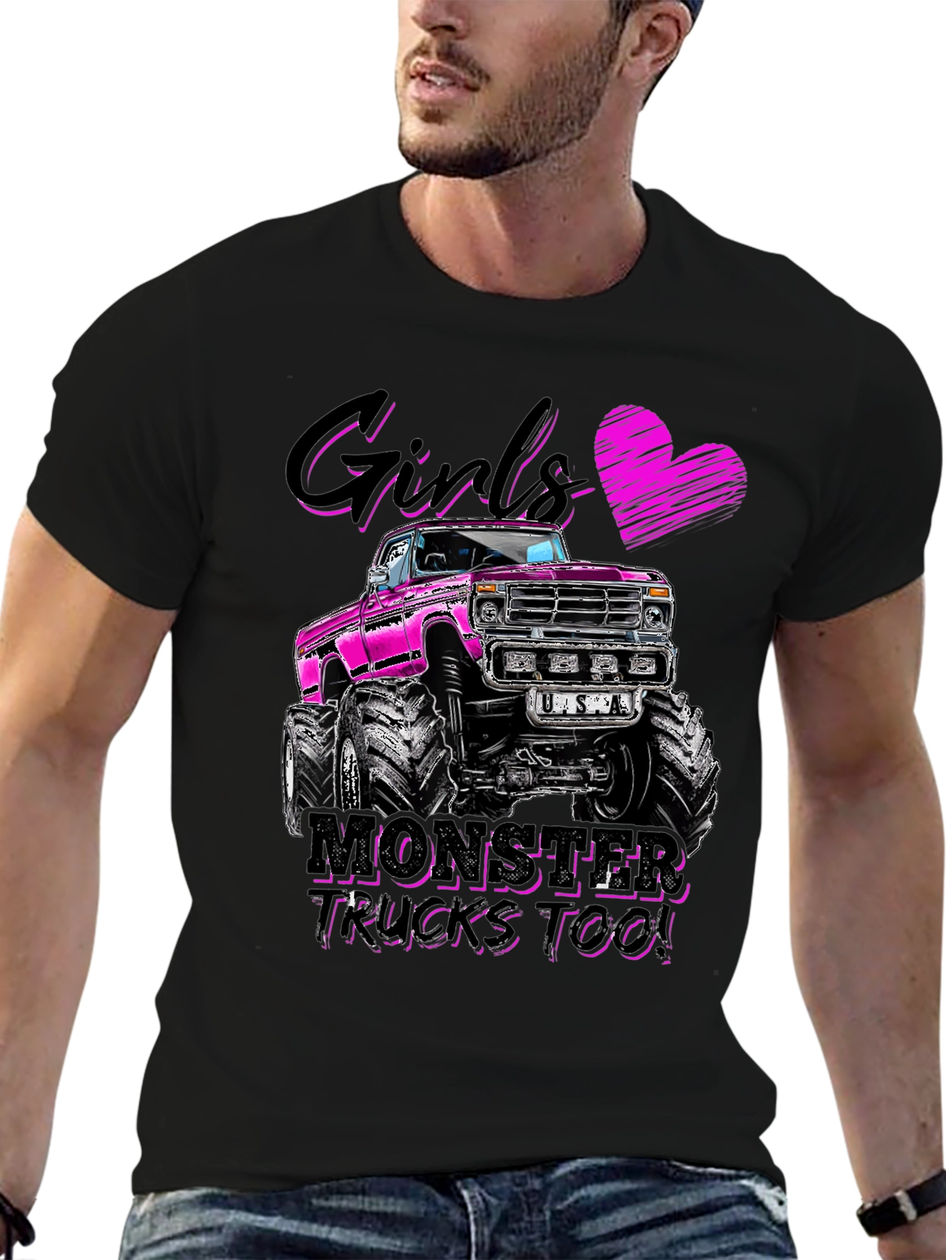 Girls Monster Trucks Too! Graphic Tee