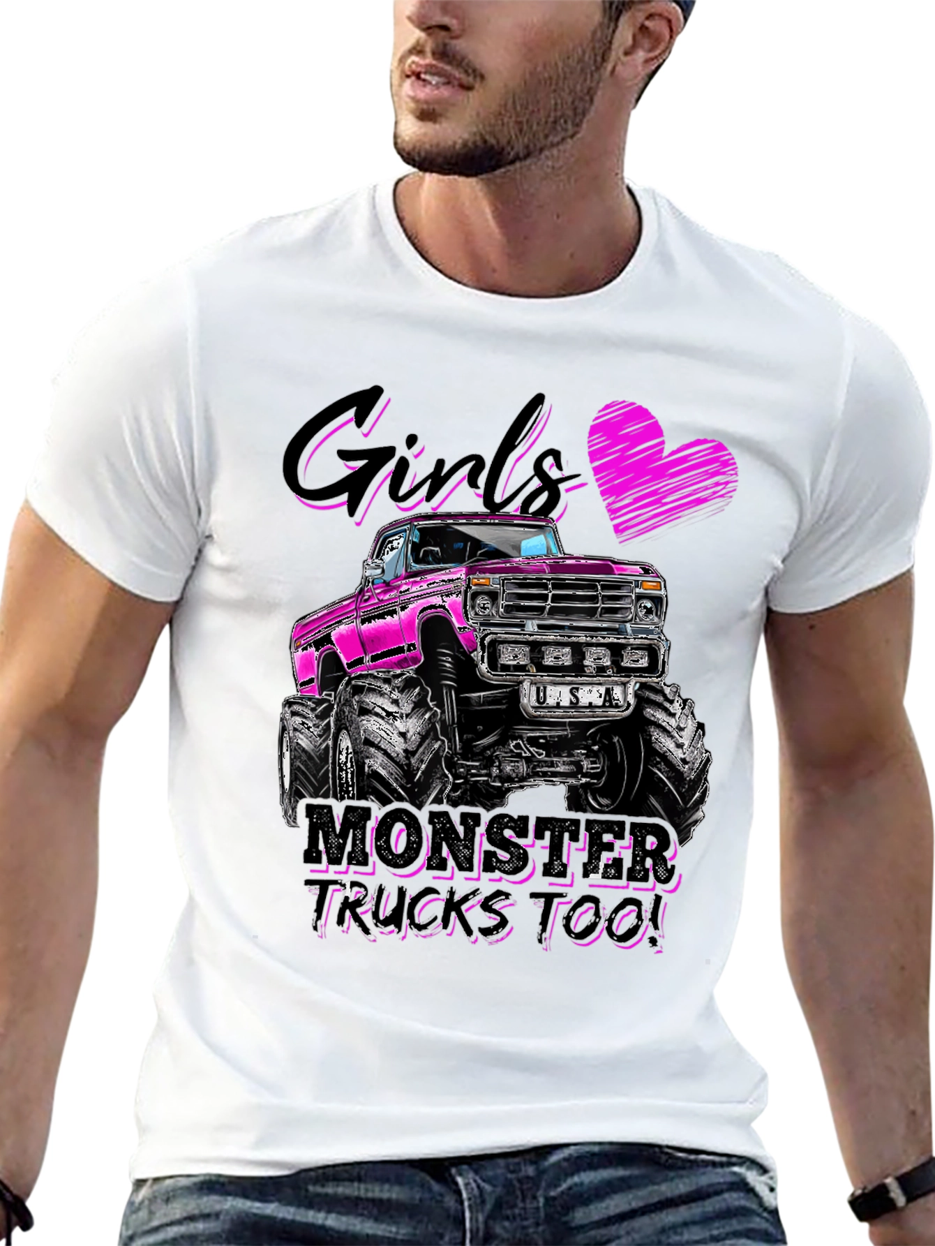 Girls Monster Trucks Too! Graphic Tee