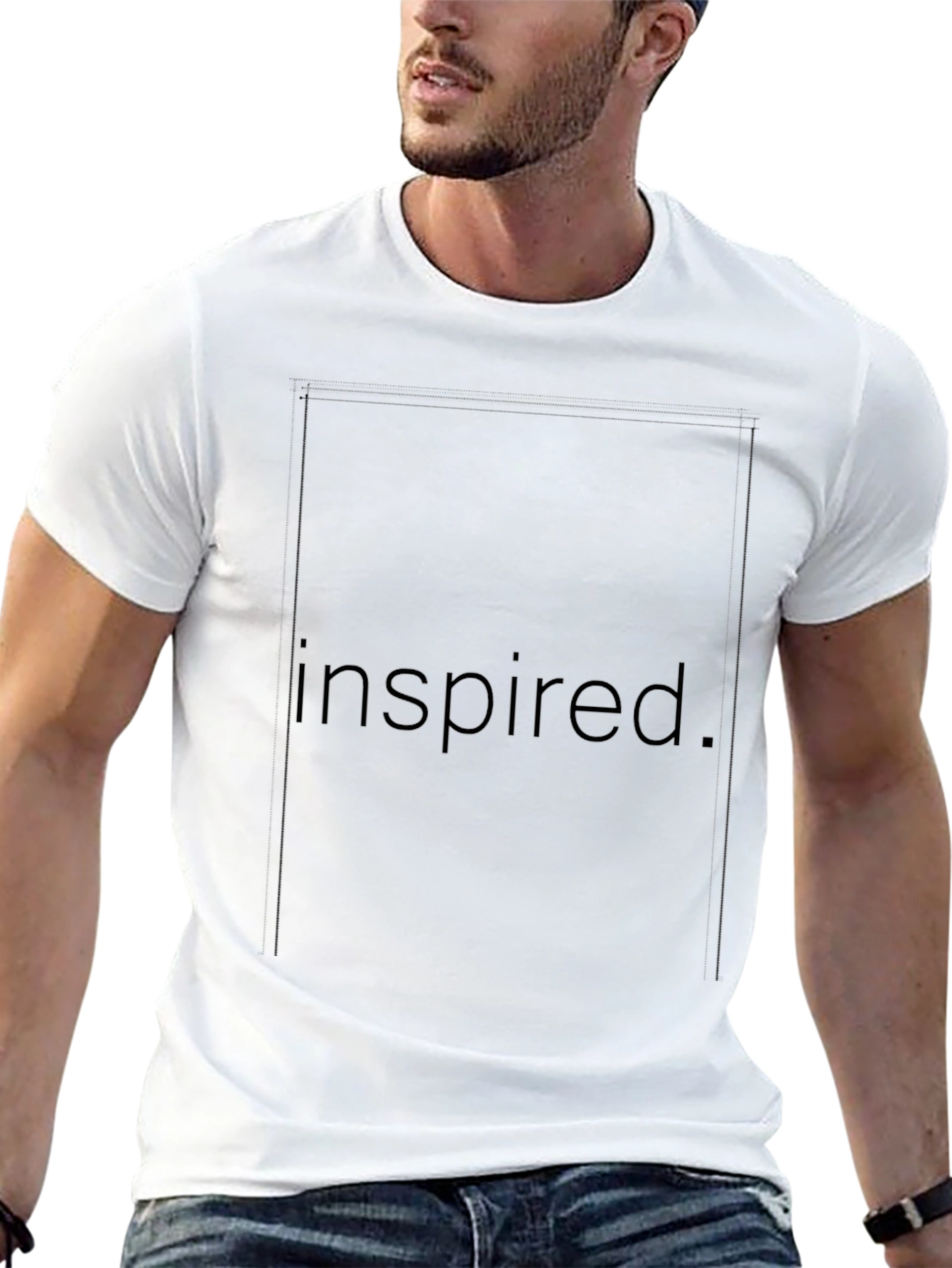 Inspired Graphic Tee - Black Cotton Blend Casual T-Shirt