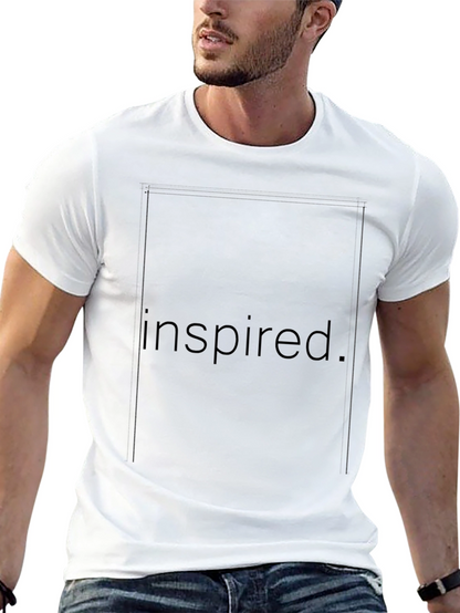 Inspired Graphic Tee - Black Cotton Blend Casual T-Shirt