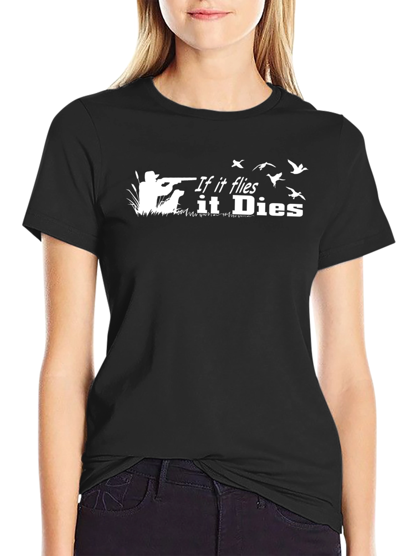 If It Flies It Dies Black Graphic T-Shirt