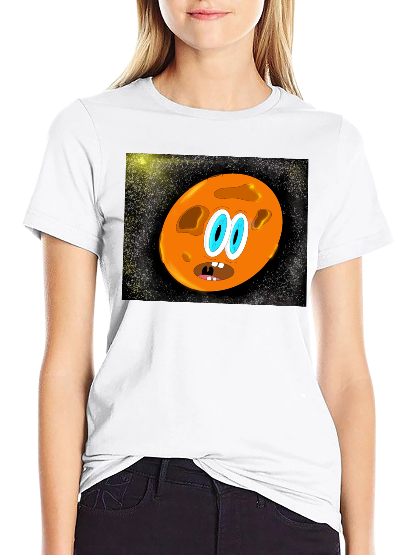 Cartoon Planet Graphic T-Shirt - Black
