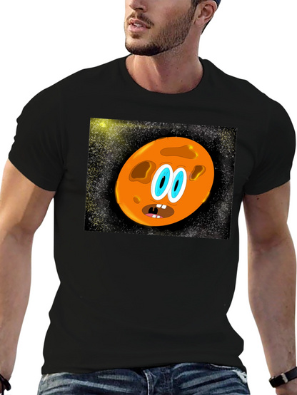Cartoon Planet Graphic T-Shirt - Black