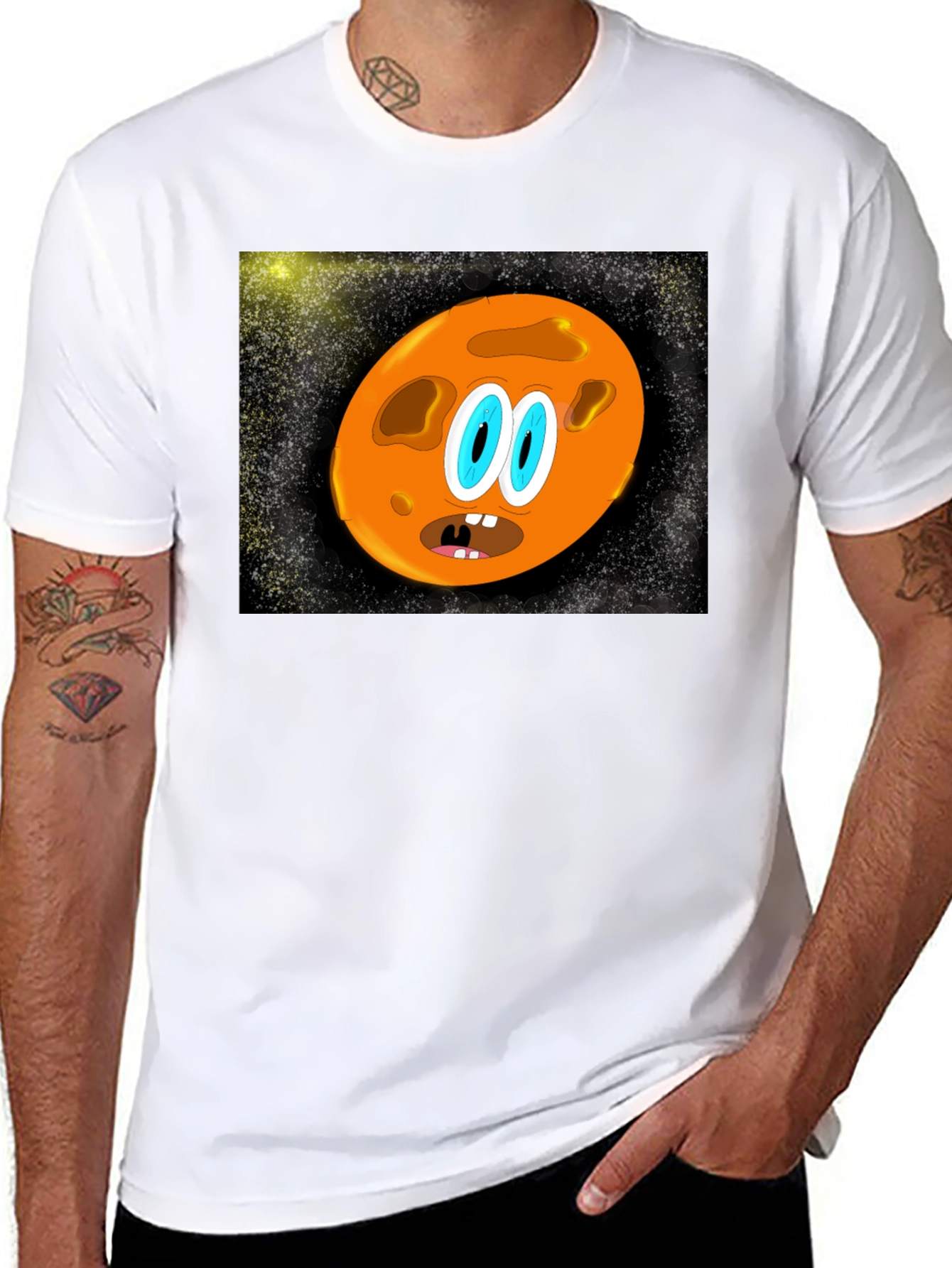 Cartoon Planet Graphic T-Shirt - Black