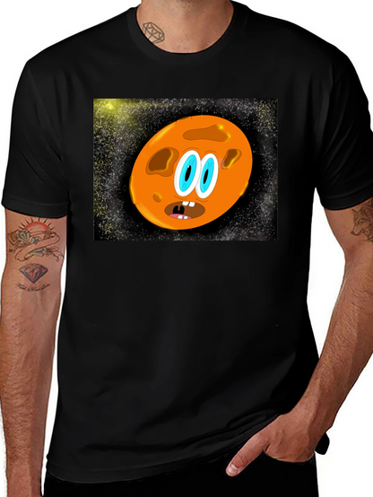 Cartoon Planet Graphic T-Shirt - Black