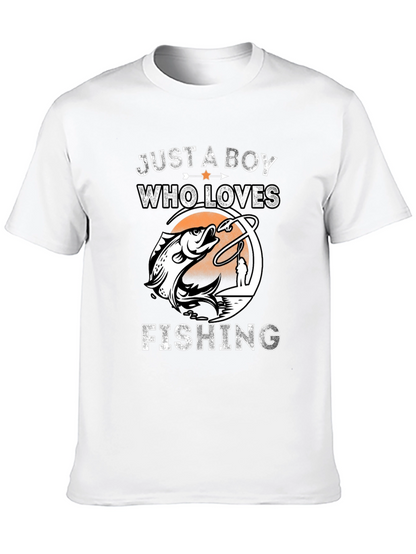 Boy Who Loves Fishing Graphic Tee - Black