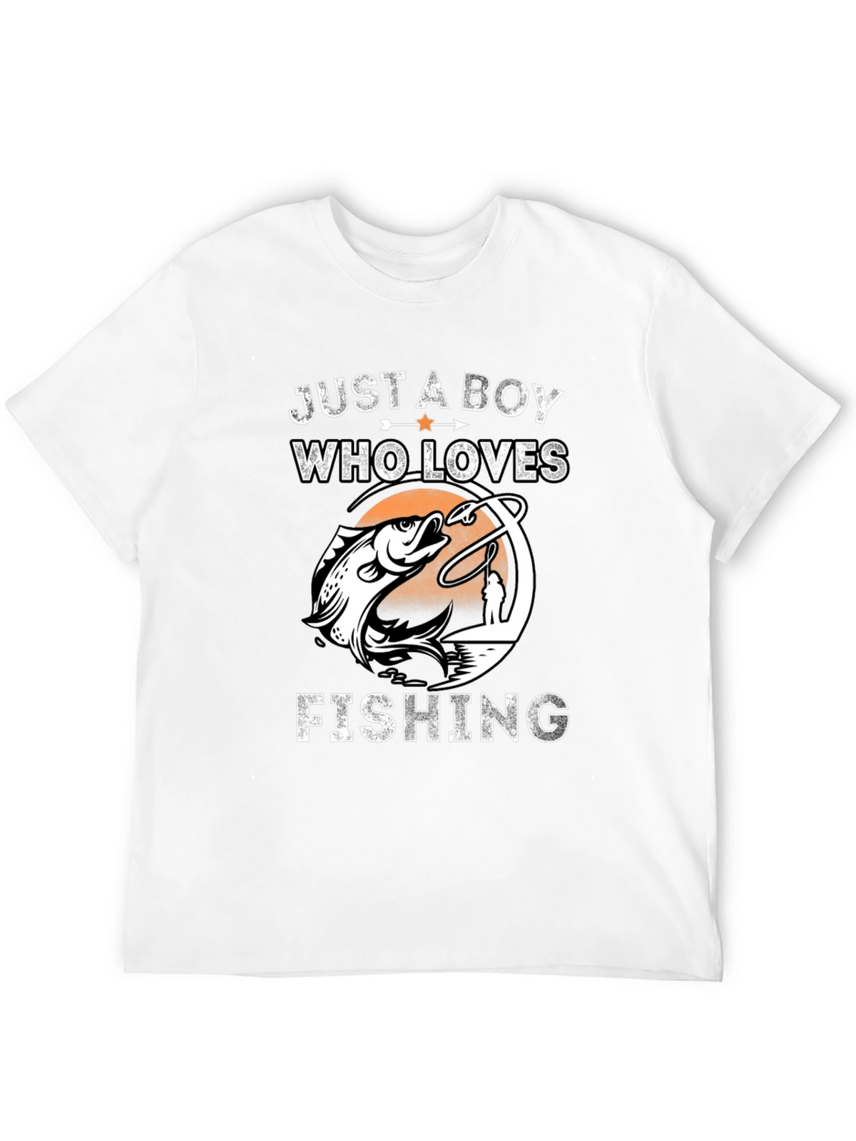 Boy Who Loves Fishing Graphic Tee - Black