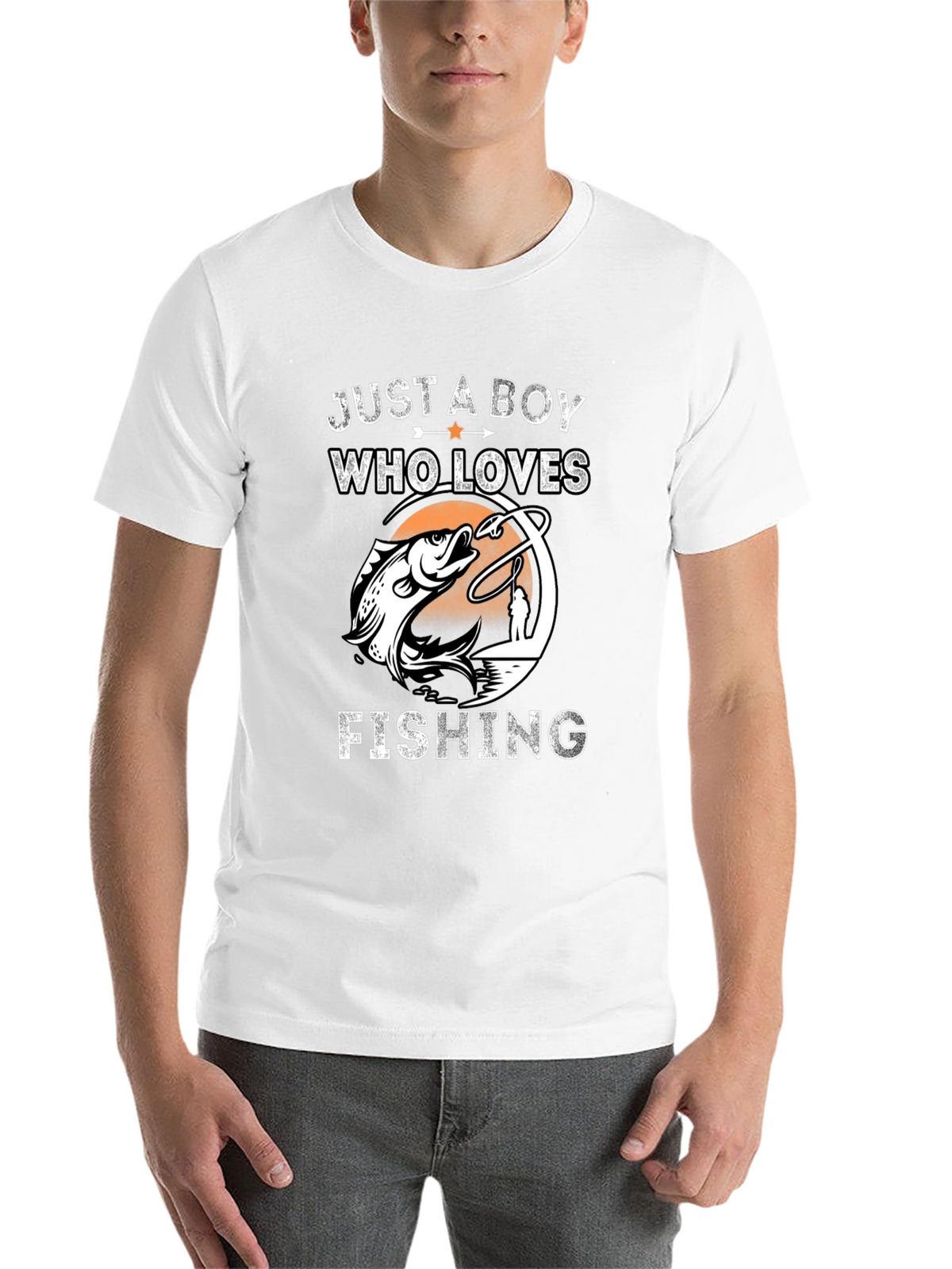 Boy Who Loves Fishing Graphic Tee - Black