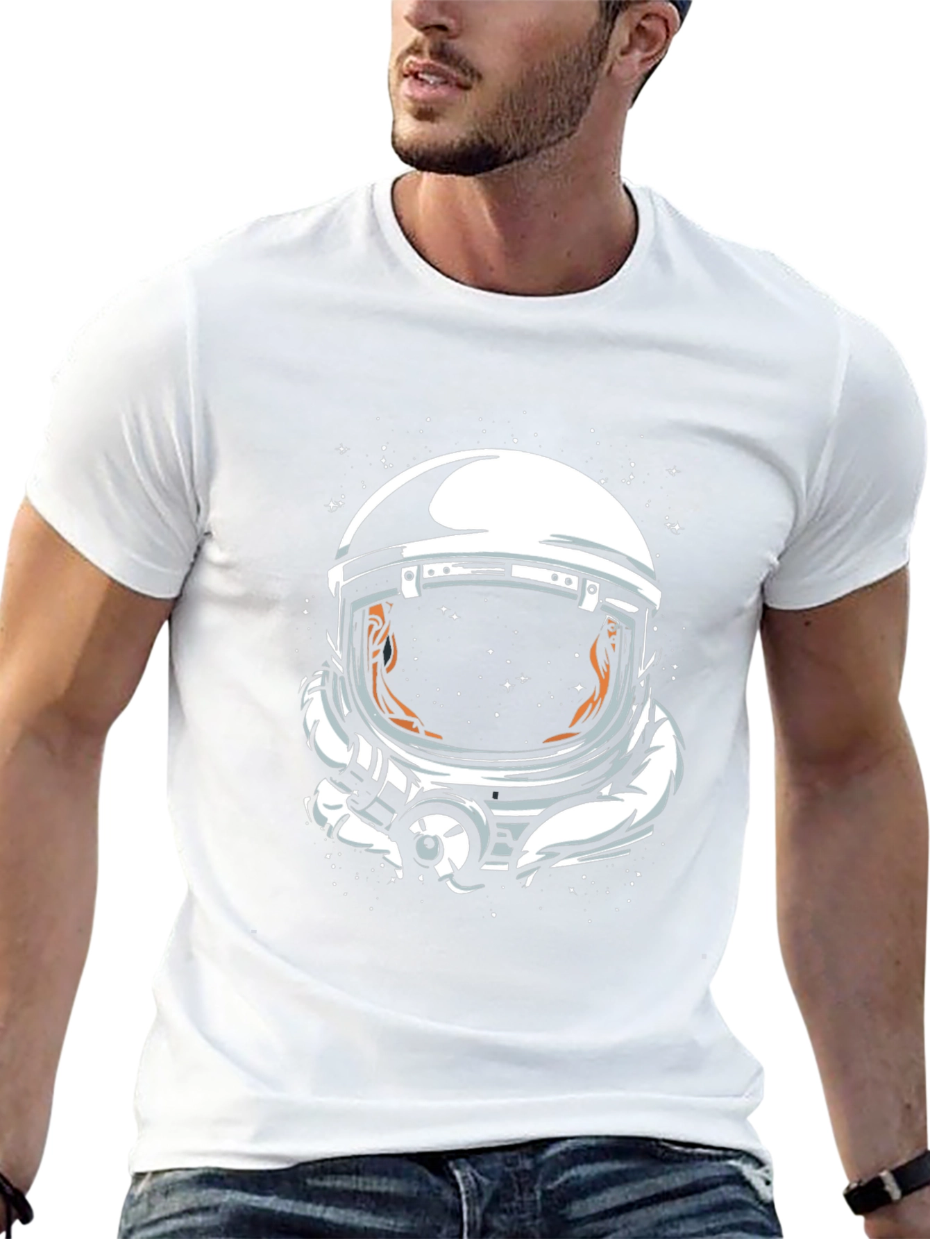 Astronaut Helmet Graphic Tee - Space Explorer T-Shirt