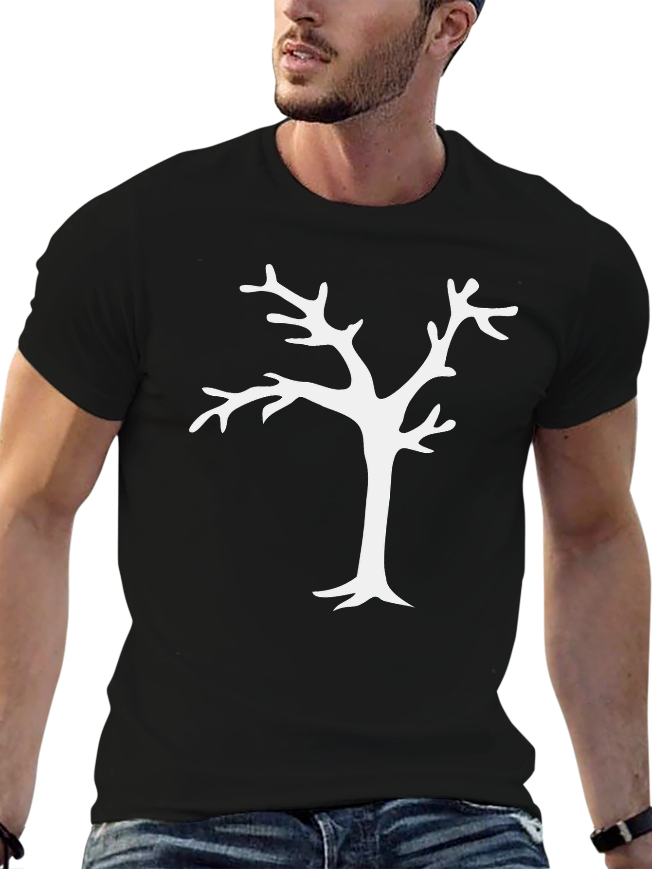 Minimalist Tree Graphic Black T-Shirt