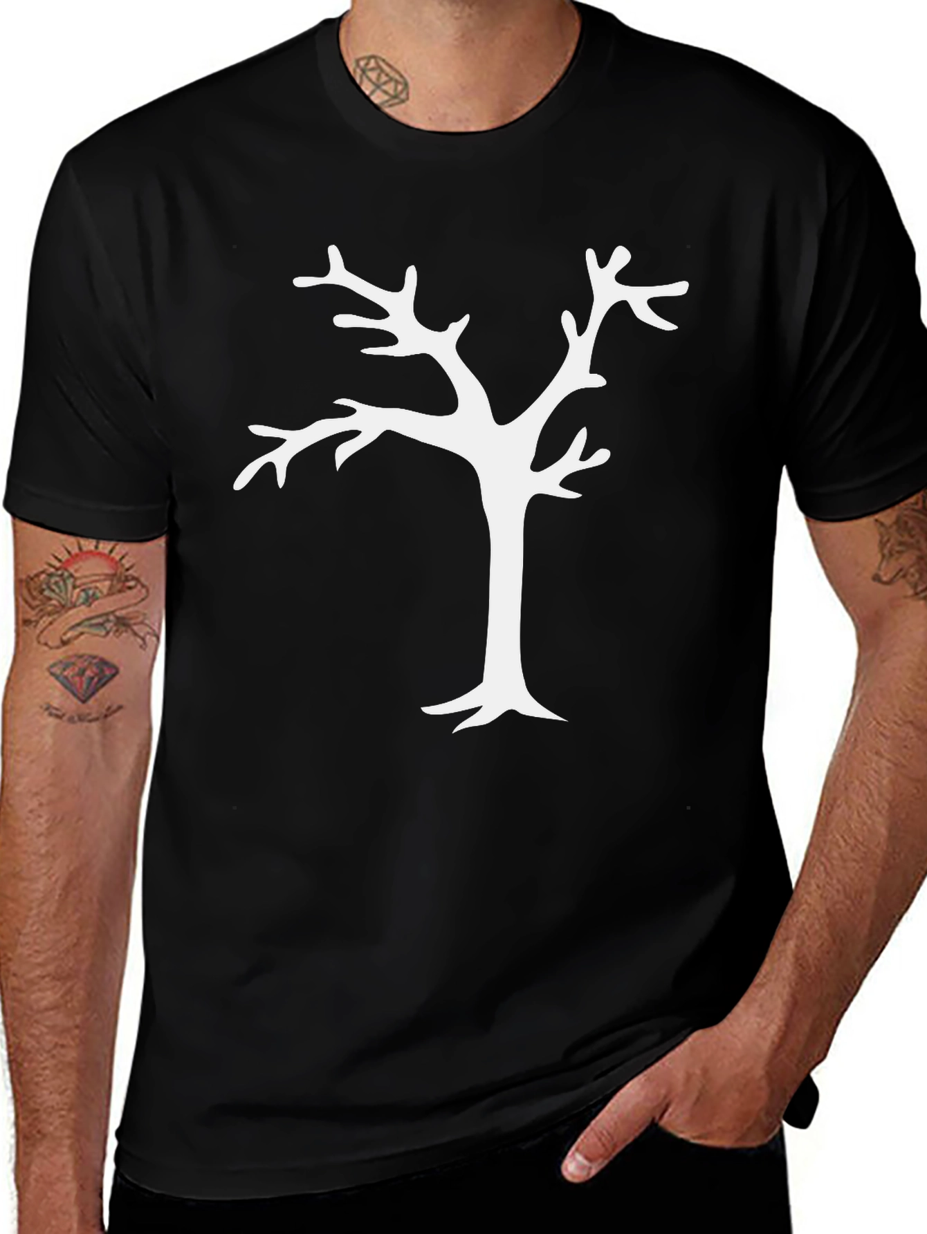 Minimalist Tree Graphic Black T-Shirt