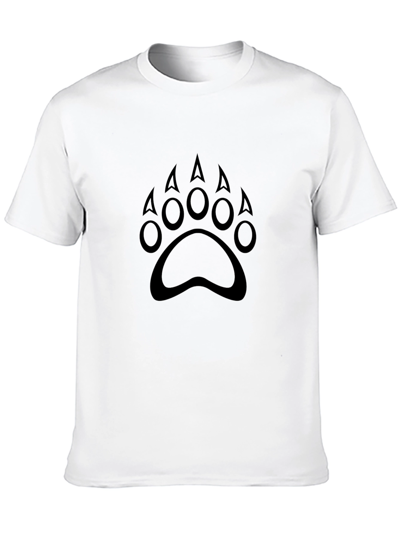 Black Bear Paw Print Crew Neck T-Shirt