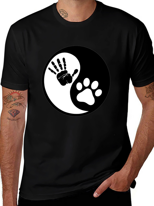 Yin Yang Hand & Paw Print Graphic Tee