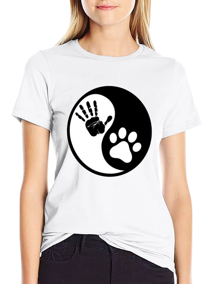 Yin Yang Hand & Paw Print Graphic Tee