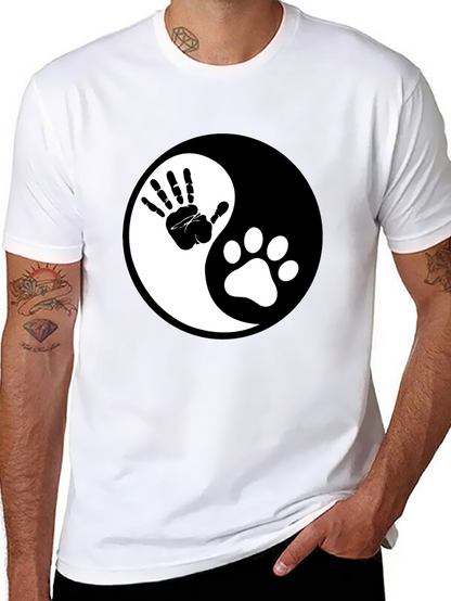 Yin Yang Hand & Paw Print Graphic Tee