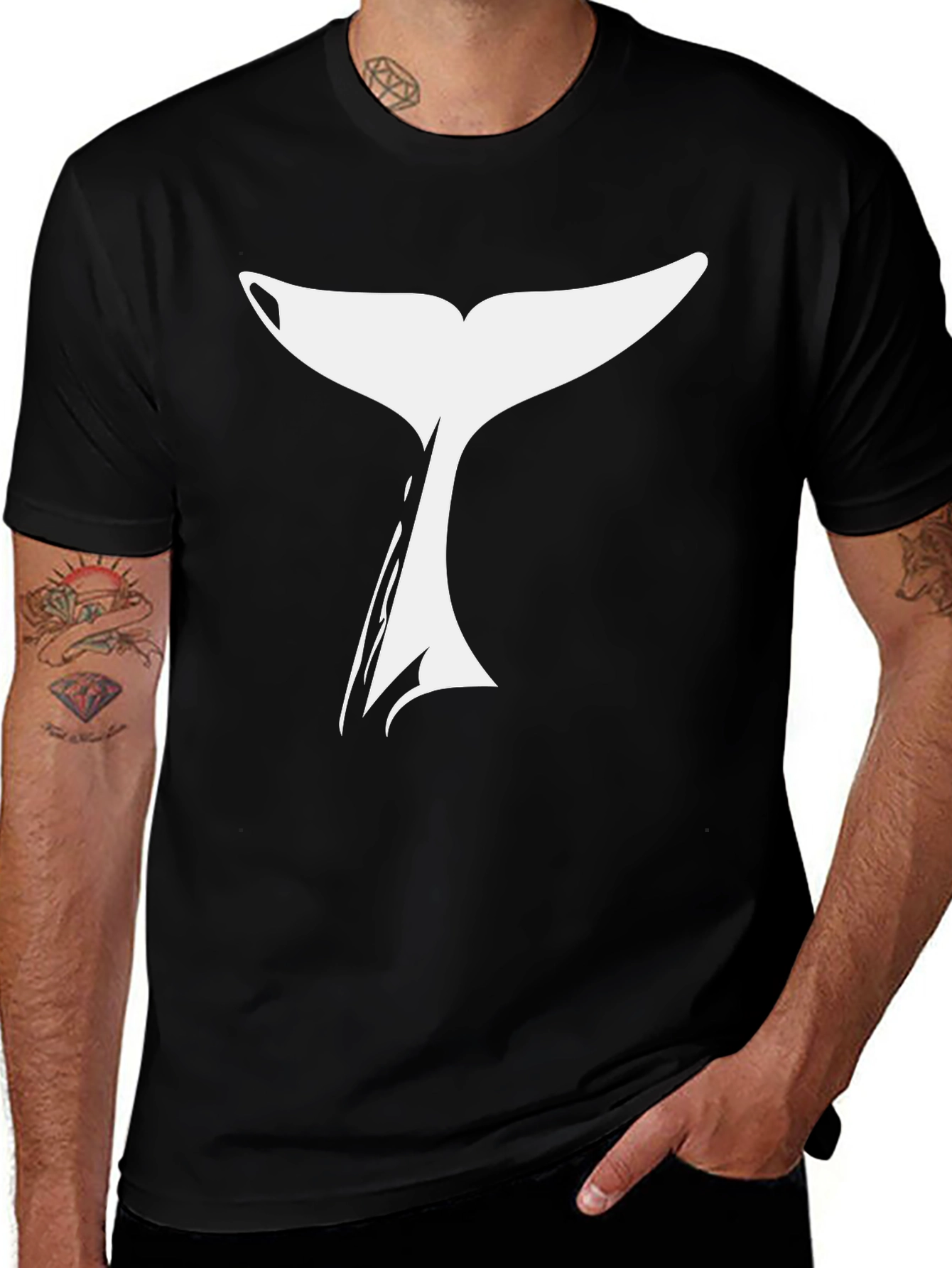 Whale Tail Graphic T-Shirt - Black